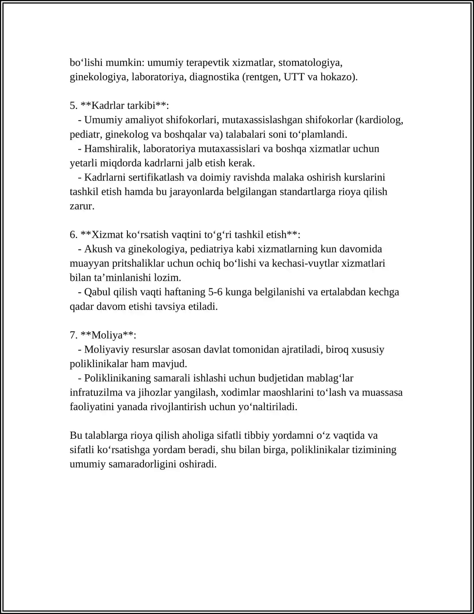 POLIKLINIKA ISHINI TASHKIL QILISH 4