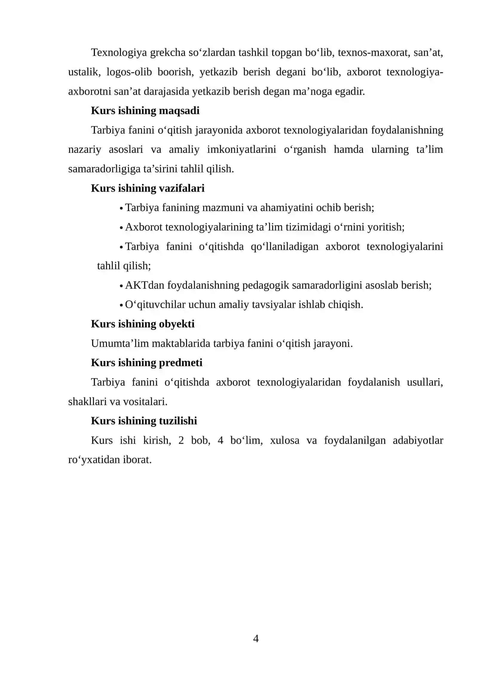Tarbiya Fanini O‘qitishda Axborot Texnologiyalaridan Foydalanishga Doir Loyiha Ishlab Chiqish 4