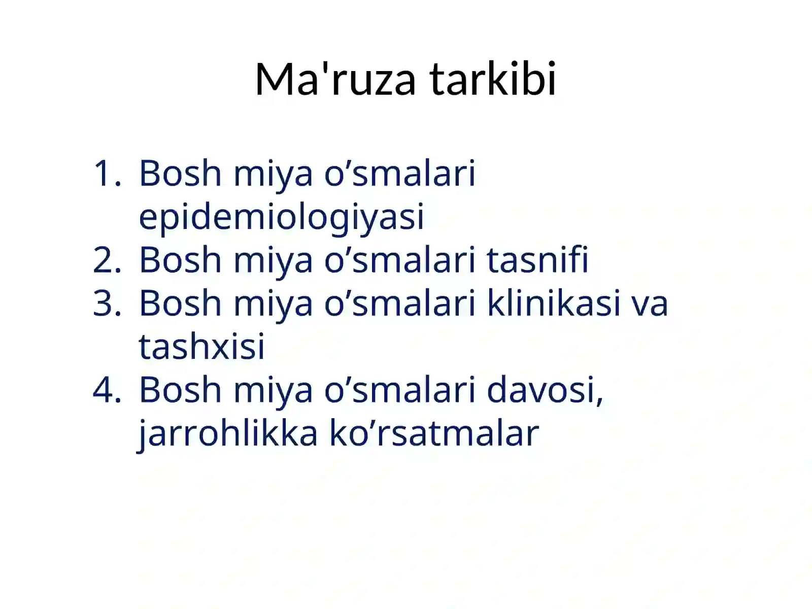 BOSH MIYA O’SMALARIMa’ruza 4