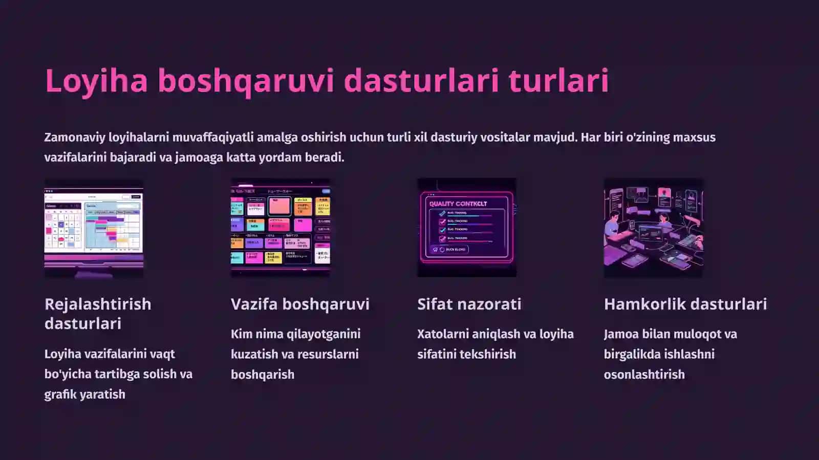 Loyiha boshqaruvi uchun dasturiy ta'minot turlari 4