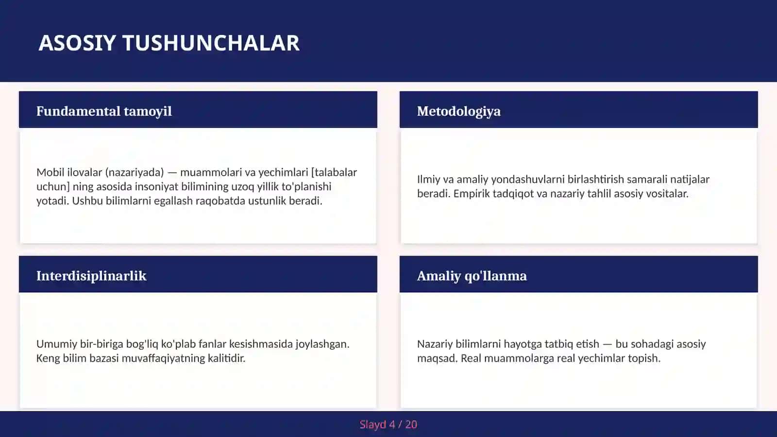 MOBIL ILOVALAR (NAZARIYADA) — MUAMMOLARI VA YECHIMLARI [TALABALAR UCHUN] 4