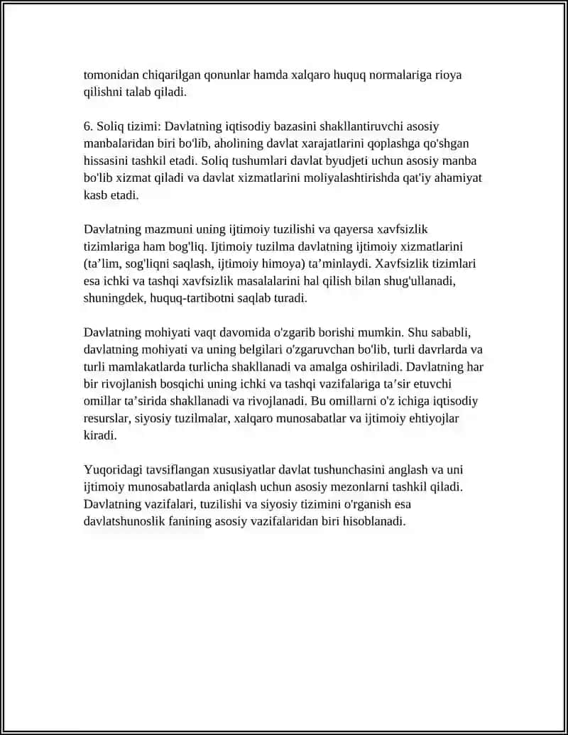 DAVLAT TUSHUNCHASI, MOHIYATI VA BELGILARI 4