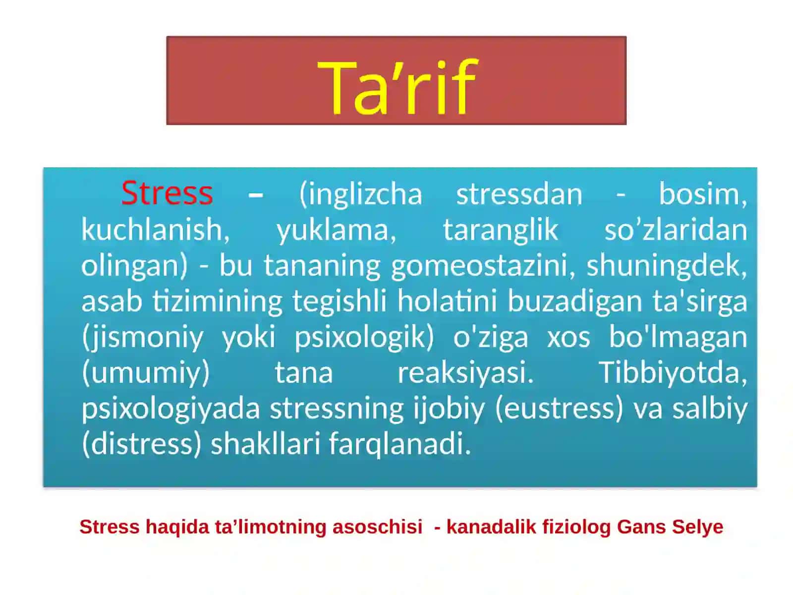 Stress o‘rganish tarixi va zamonaviy tushunchalar. 4