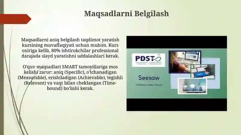 Taqdimot slaydlarini yaratish bo‘limini o‘qitish metodikasi 4