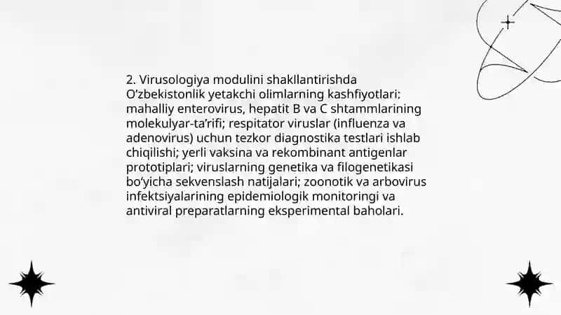 Mikrobiologiya, Virusologiya, Immunologiya va Parazitologiya modulini rivojlanishiga hissa qo’shgan O’zbekistonlik yetakchi olimlar 4