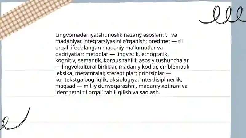 Til va madaniyat: Lingvomadaniyatshunoslikning oʻrni va ahamiyati 4