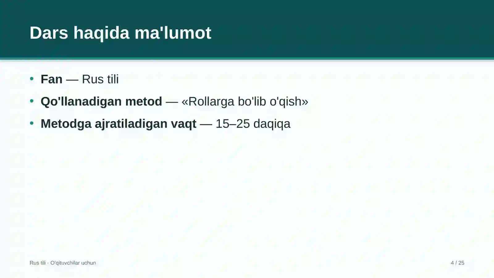 rus tili darslarida rollarga bo'lib o'qish metodidan foydalanish 6271 4