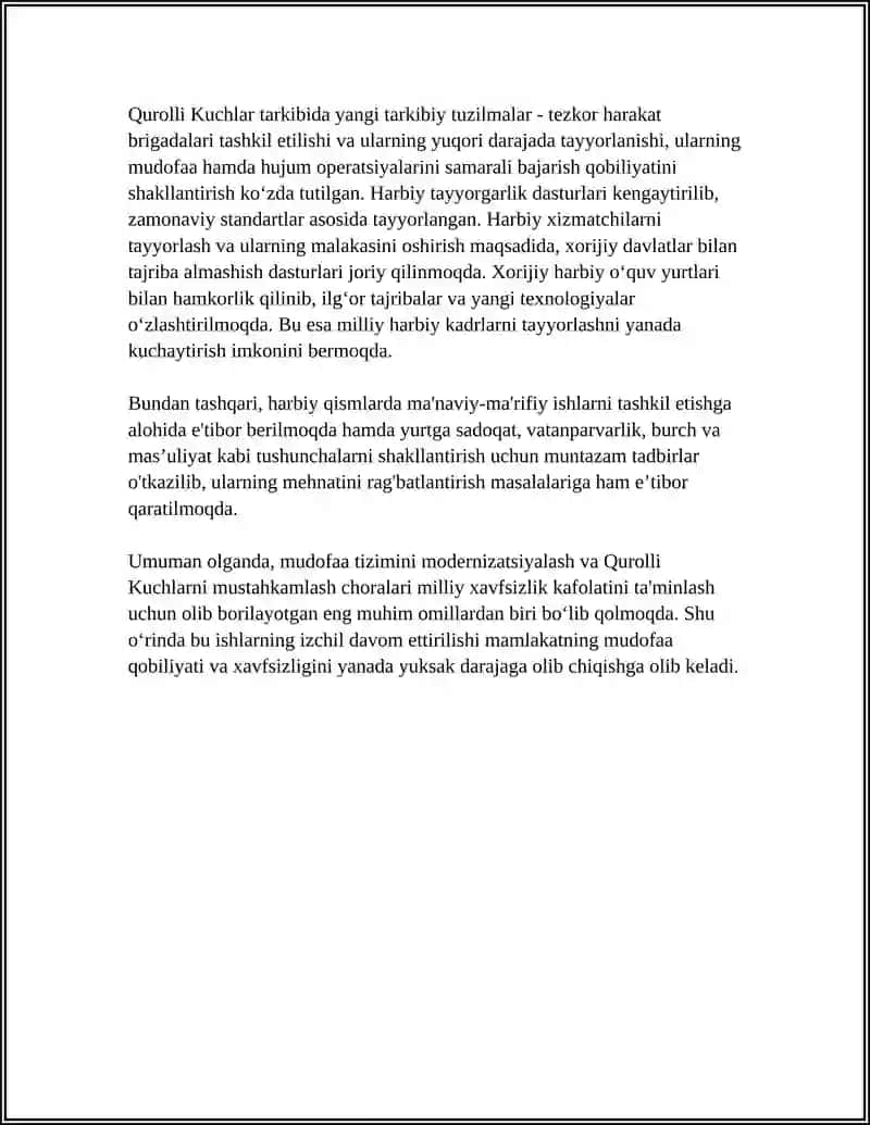 MILLIY XAVFSIZLIK TAʼMINLASH BORASIDA AMALGA OLSHIRILAYOTGAN ISHLAR 4