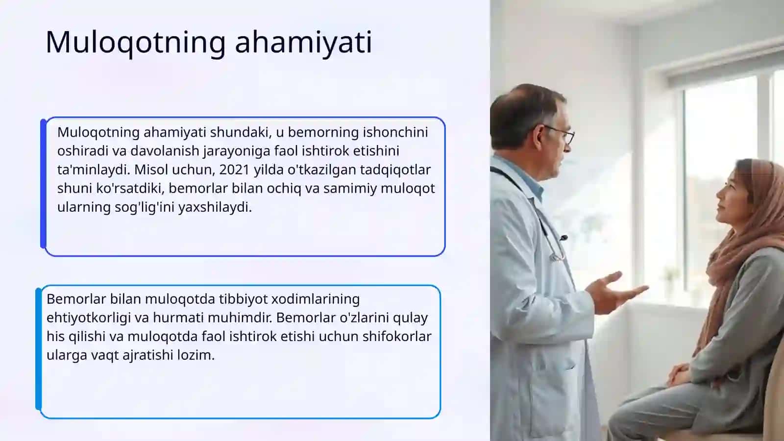 Bemor bilan virbar va novirbar muloqot koʻnikmalari 4