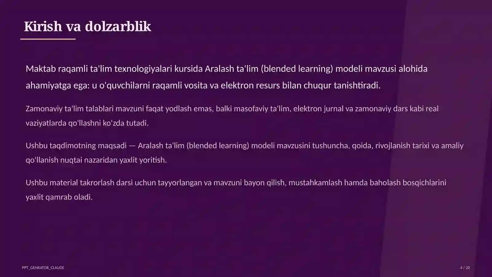 Aralash ta'lim (blended learning) modeli 3