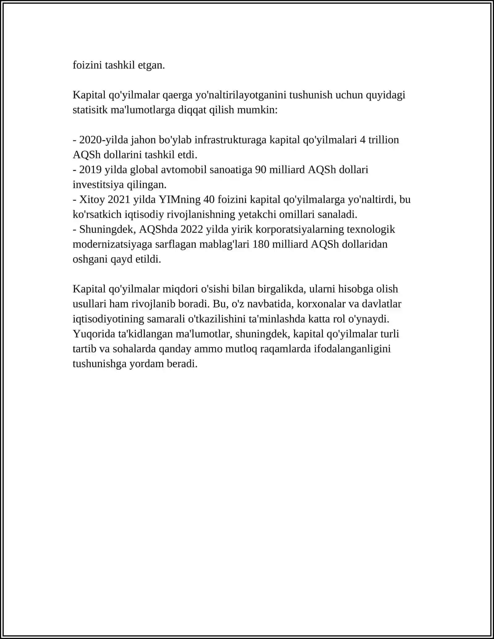 Kapital Qo'yilmalar va Kapital Bozori 4