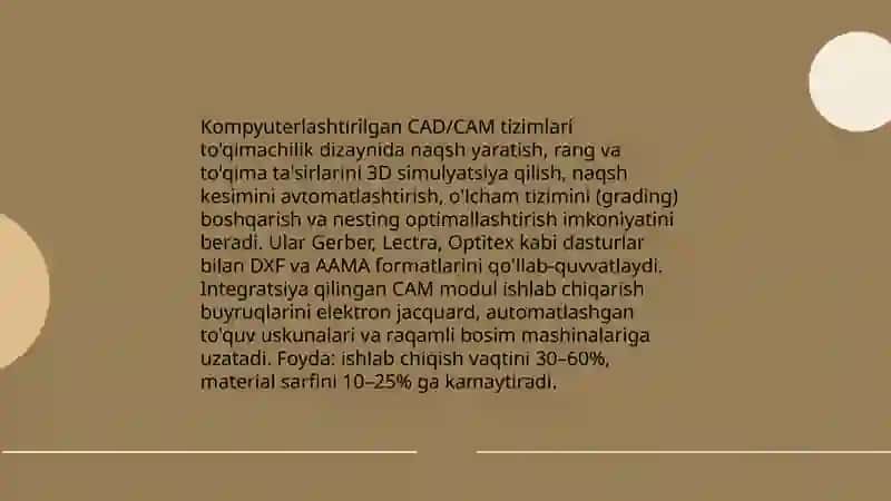 To'qimachilik sohasidagi ilg'or texnologiyalar va o'quv laboratoriyasiga o'rnatilgan uskunalar bilan tanishish. 4