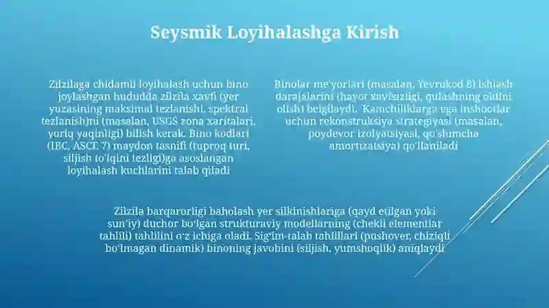 Seysmik Xavflar va Kodlar 4
