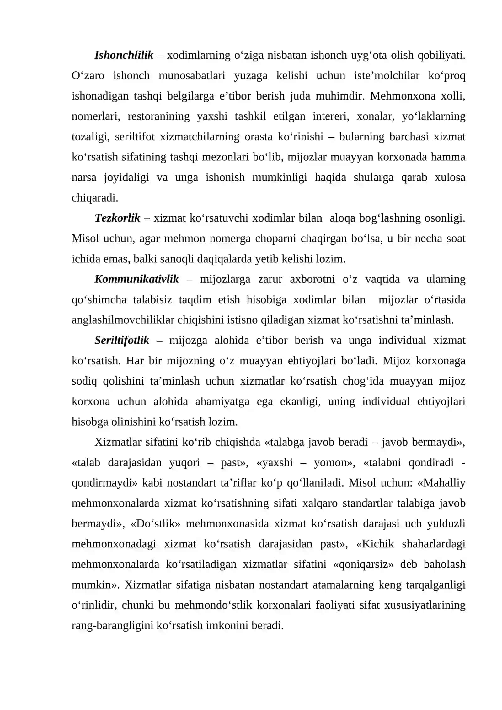 Mehmonxona biznesida sifatning mazmuni va mohiyati 4