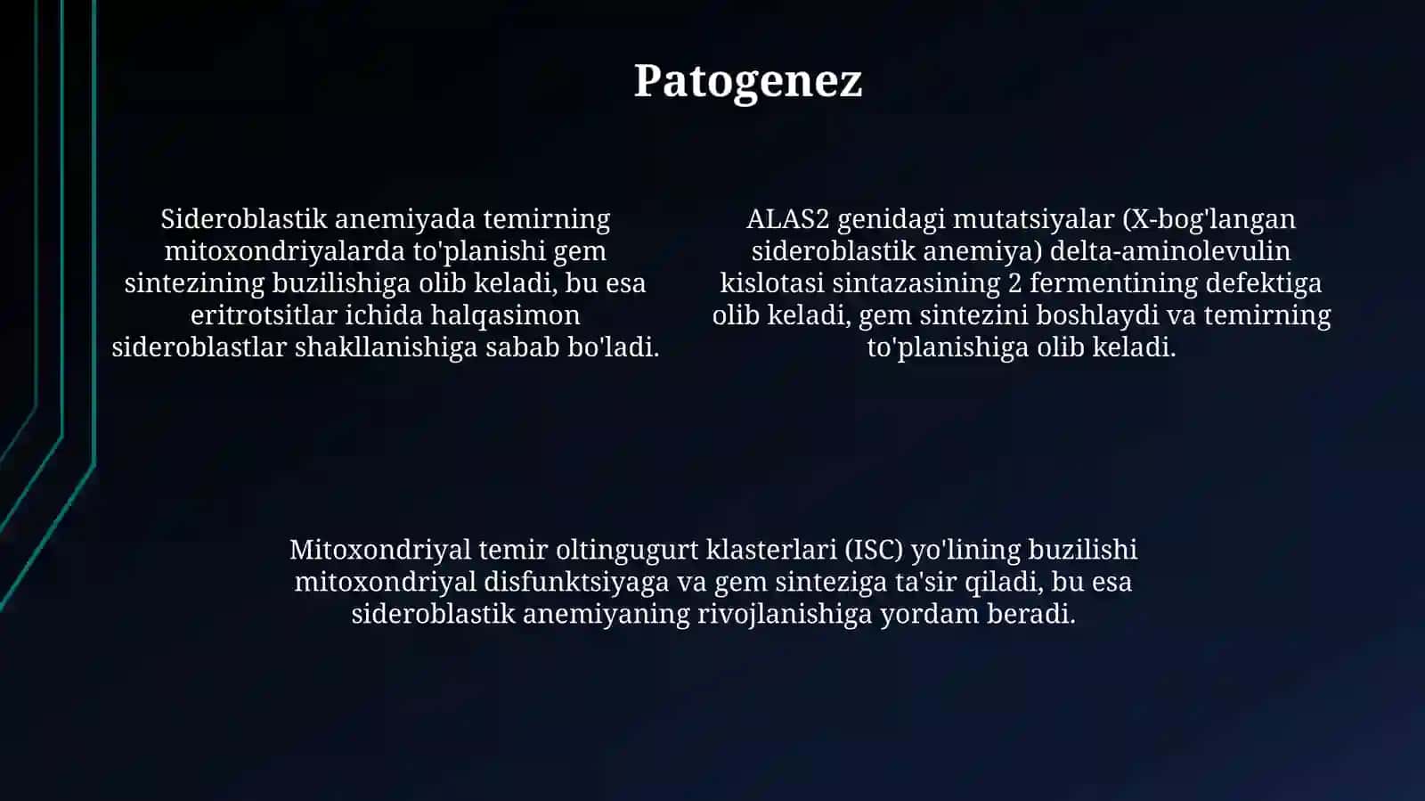 Sideroaxrestik anemiya etiologiya, patogenez, klinika, diagnostika, davolash prinsiplari 4