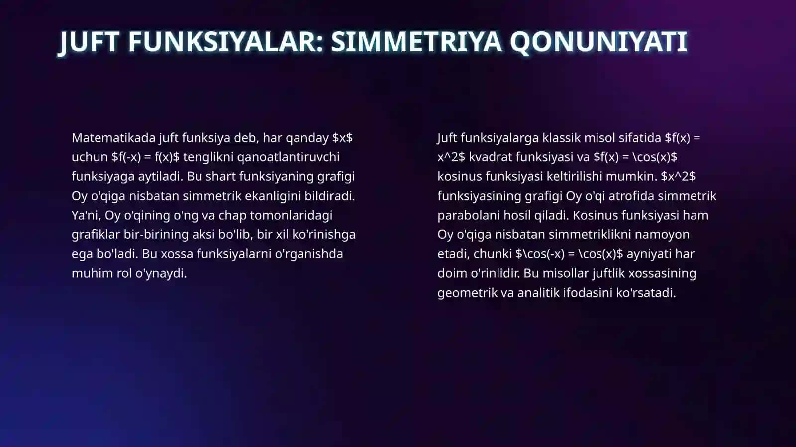 Juft va toq funksiyalar 4