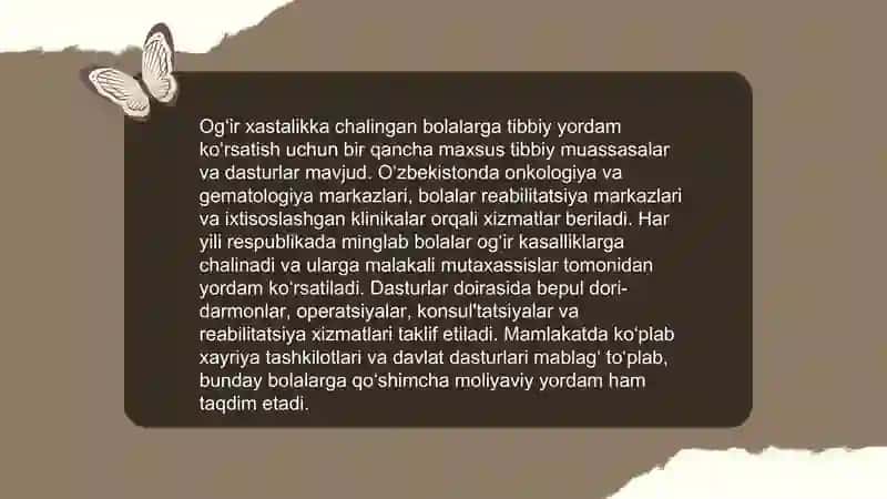 Ogʻir xastalikka chalingan bolalar 4