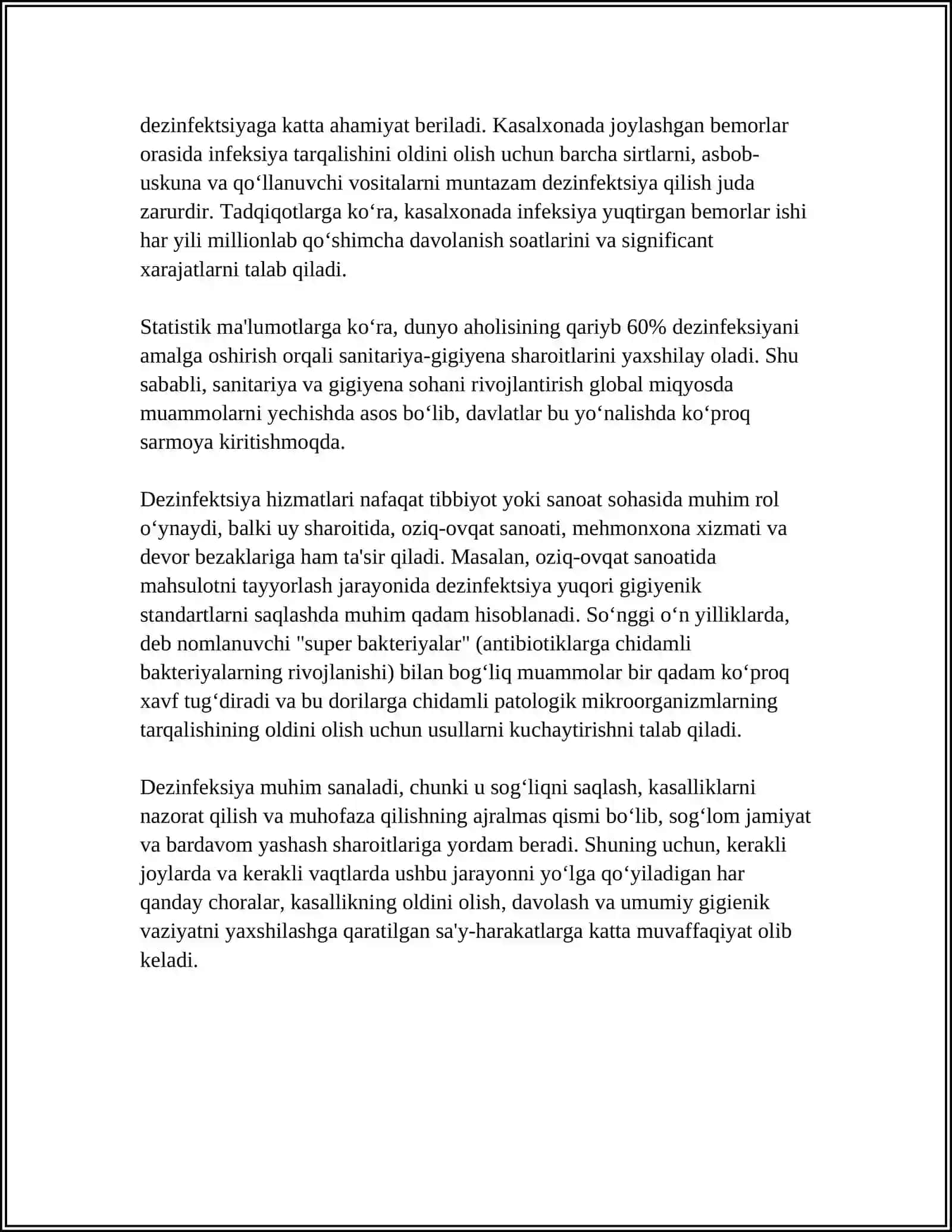 DIZENFEKSIYA TASNIFI 4