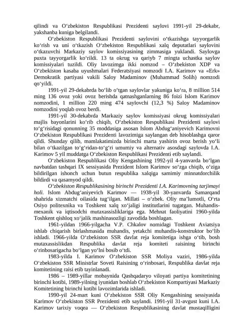 Mustaqil O‘zbekiston Respublikasi tashkil topishining tarixiy ahamiyati. O‘zbekistonning o‘ziga xos istiqlol va taraqqiyot yo‘li. 4