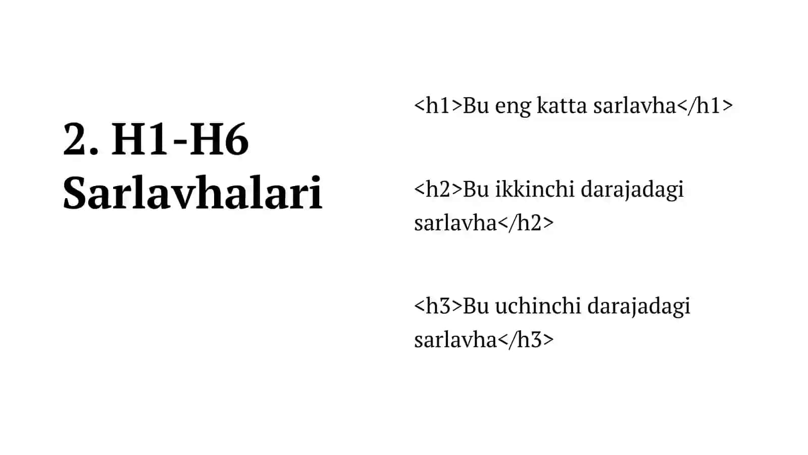 HTML Teglar bilan ishlash va misollar 4