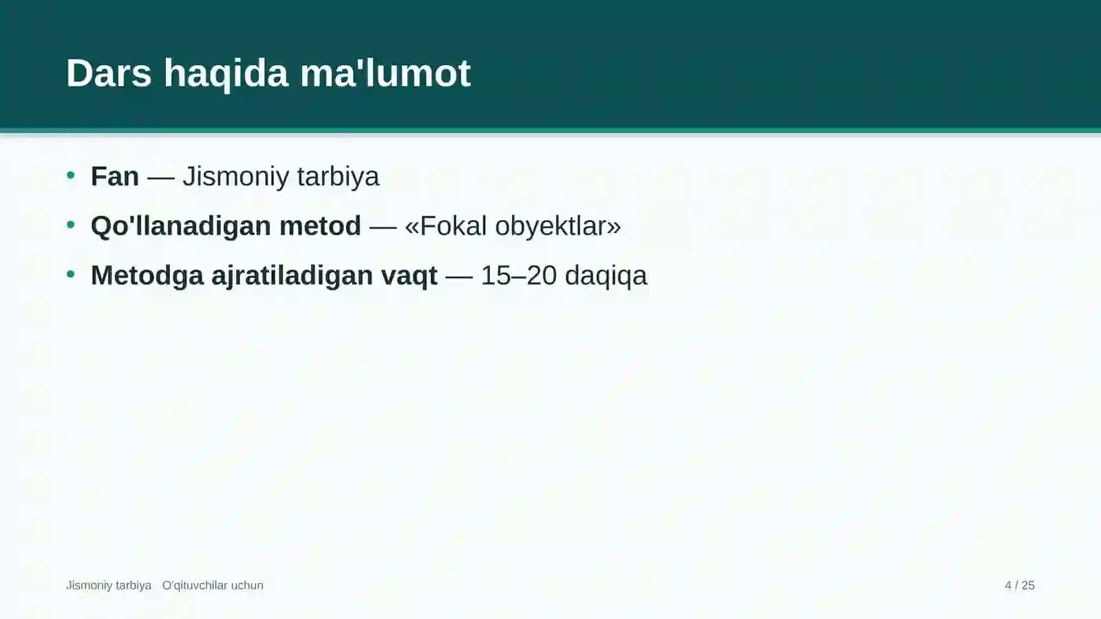 jismoniy tarbiya darslarida fokal obyektlar metodidan foydalanish 3998 4