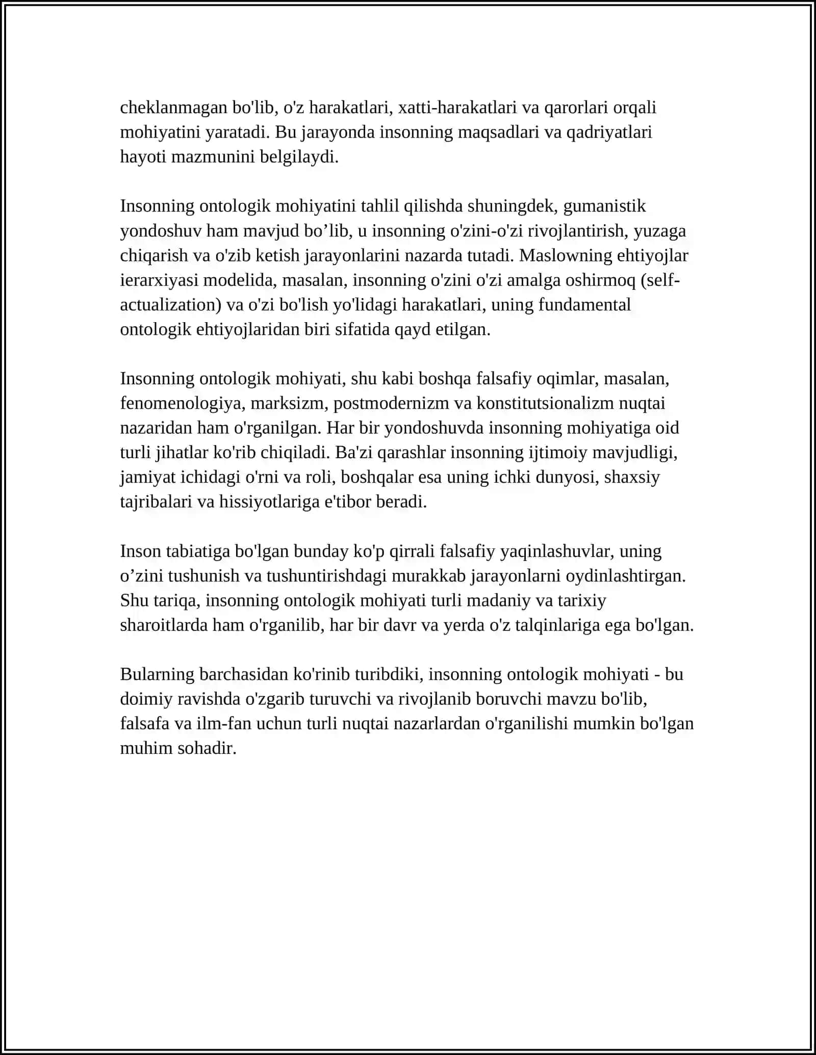 INSON FALSAFASI.QADRIYATLAR FALSAFASI 4