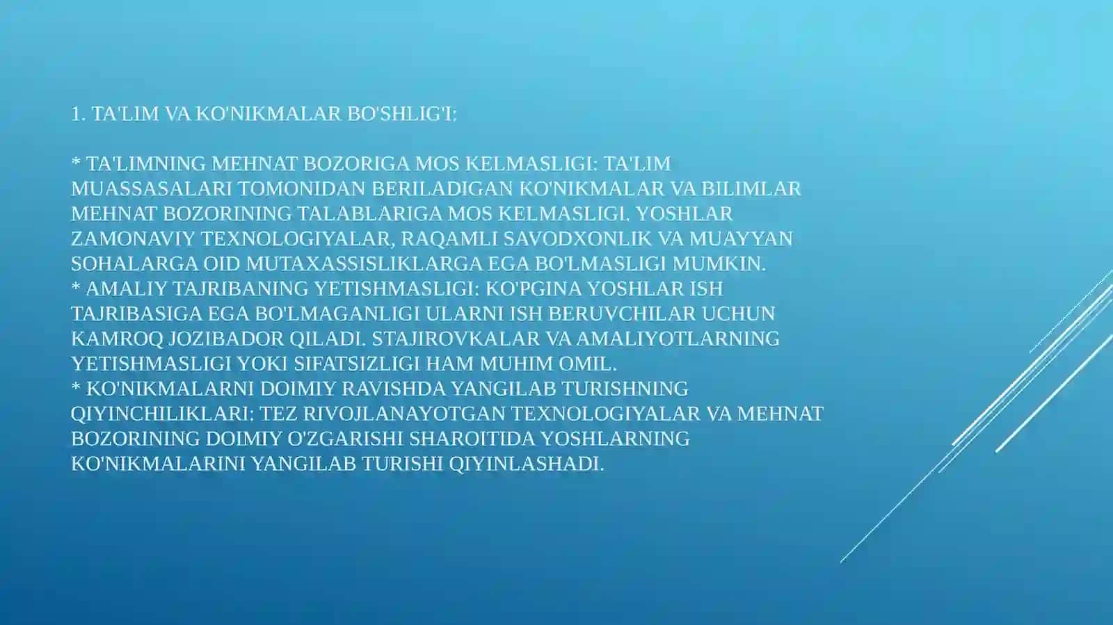 Yoshlar mehnat bozori  shakllanish va rivojlanish muammolari 4