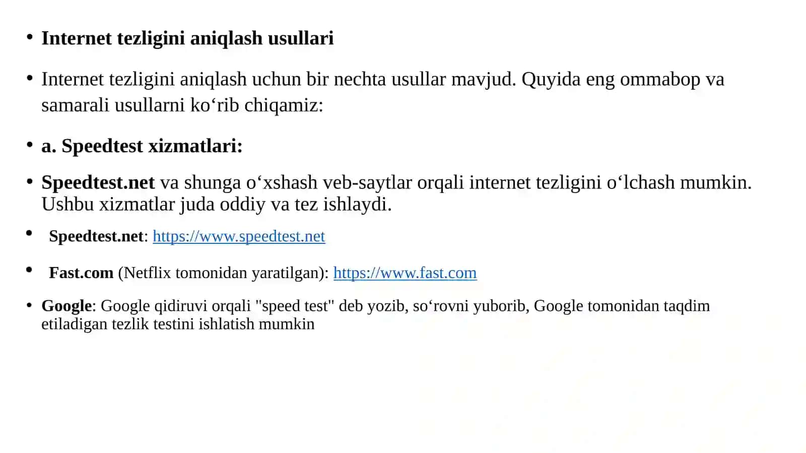 Internet tezligi va uni aniqlash usullari 4
