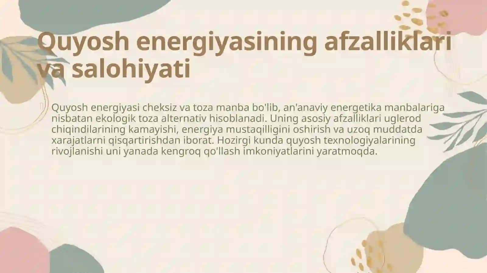 Energetika ishlab chiqarishning muqobil usuli 4