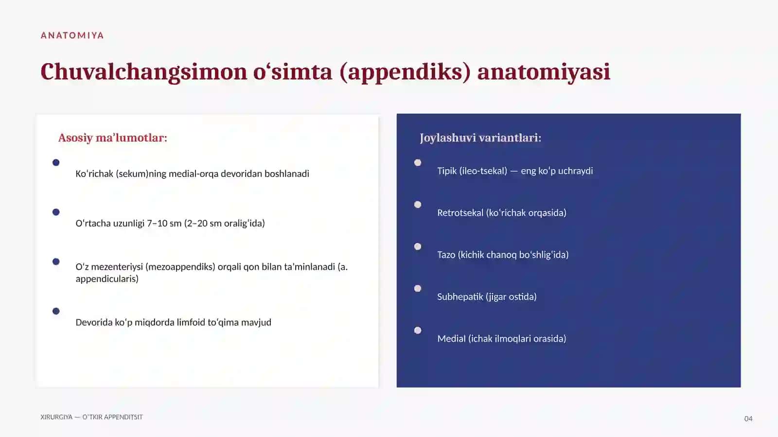 O‘TKIR APPENDITSIT 4