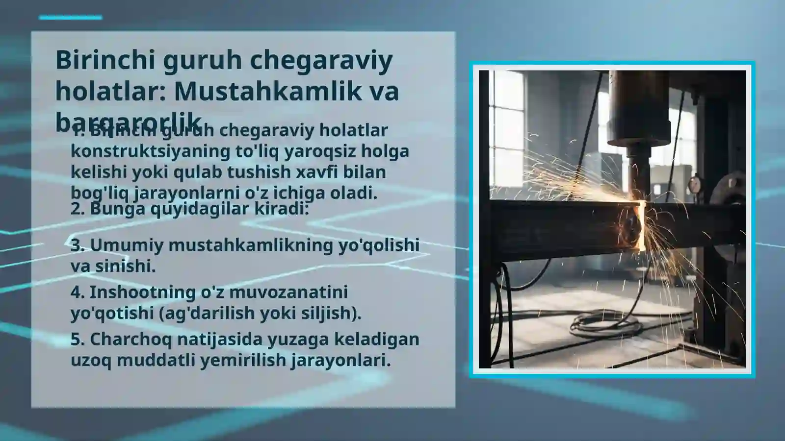Qurilish konstruktsiyalarini chegaraviy holatlar bo'yicha hisoblash: Zamonaviy yondashuv 4