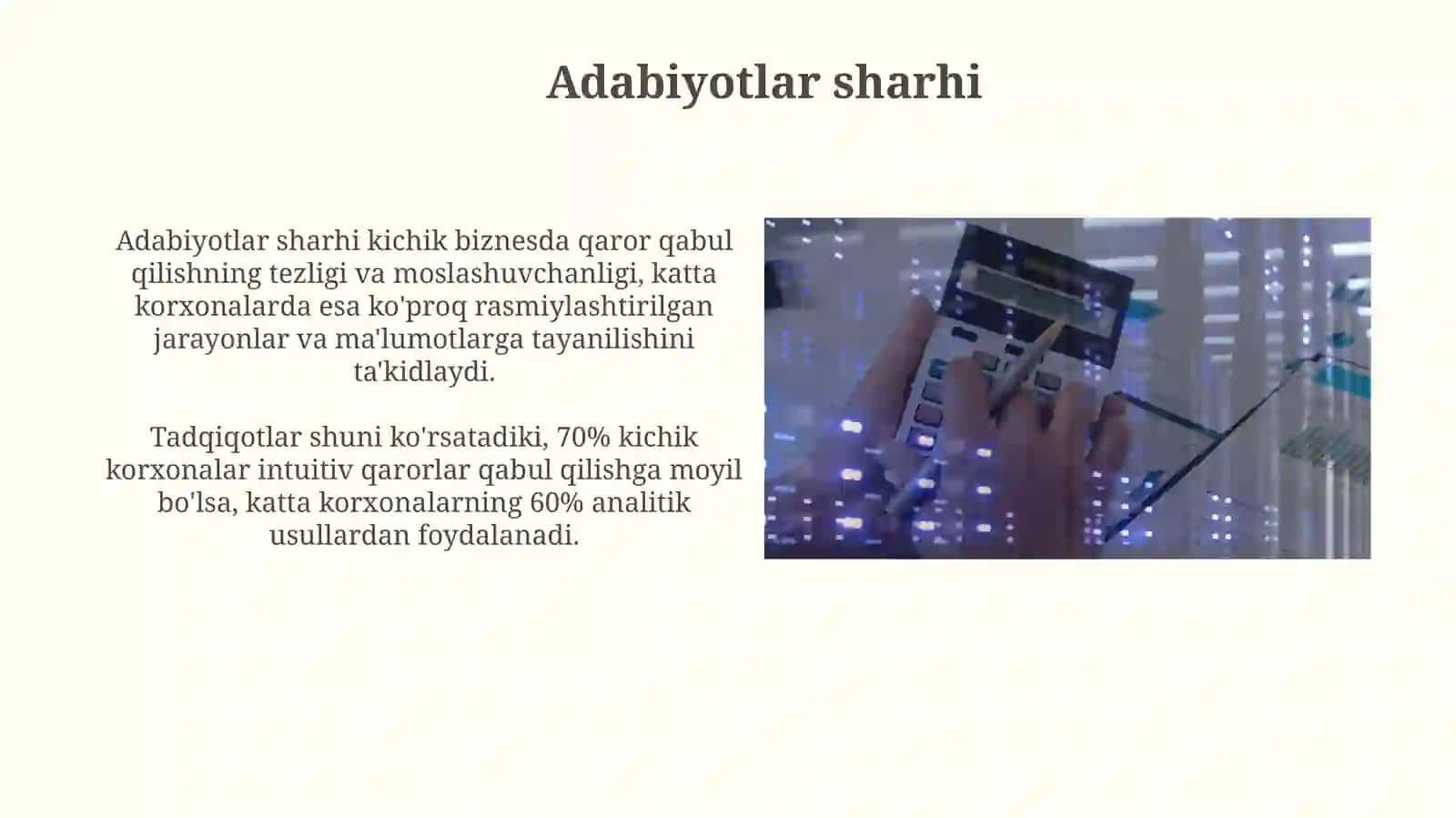 Kichik va yirik korxonalarda qaror qabul qilish jarayonlarinitaqqoslovchitadqiqot 4
