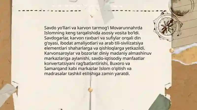 Movarunnahirda Islom Dinining Tarqalishi va Madrasa Ta'limi Shakillanishining Ijtimoiy Madaniy Hayotga Ta'siri 4