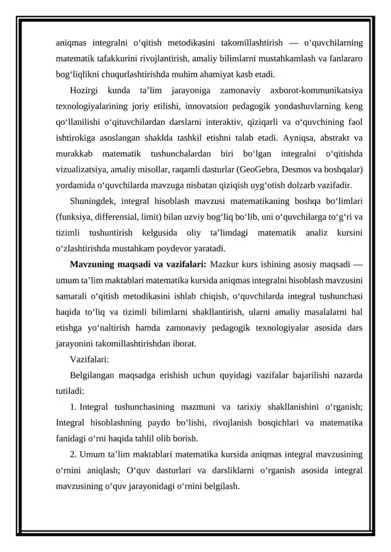 Umum ta’lim makablari matematika kursi 4