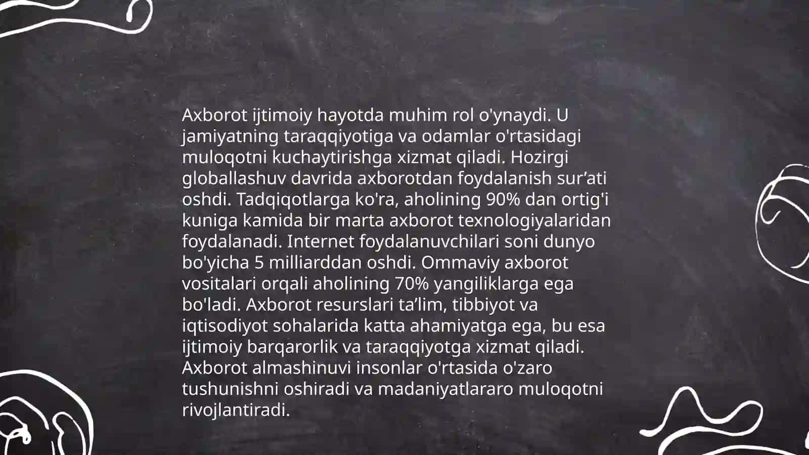 Axborotning jamiyatda tutgan oʻrni va ahamiyati by Azatova Sarvinoz 4
