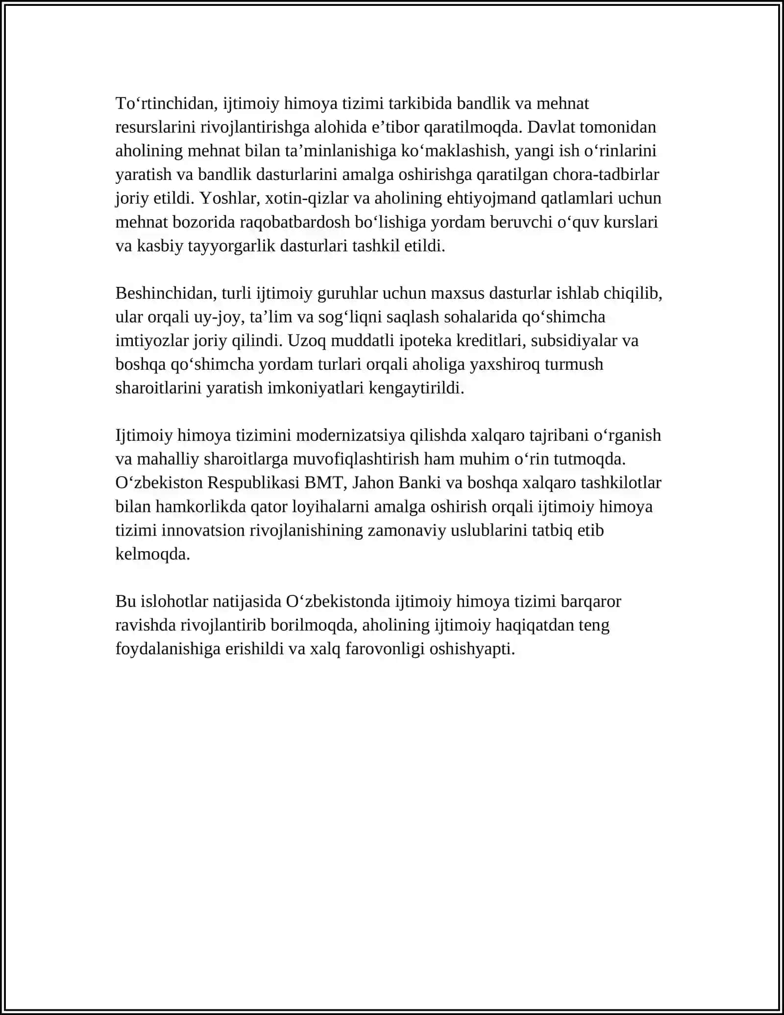 O'ZBEKISTONDA MUSTAQILLIK YILLARIDA AMALGA OSHIRILGAN KUCHLI IJTIMOIY SIYOSAT 4