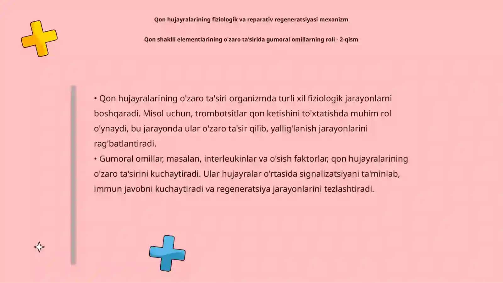 Qon hujayralarining fiziologik va reparativ regeneratsiyasi mexanizm 4