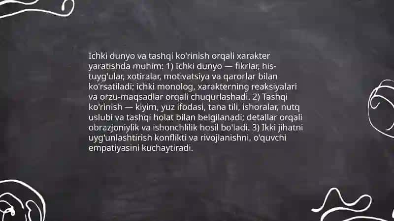 Adabiyotda harakter yaratish 4