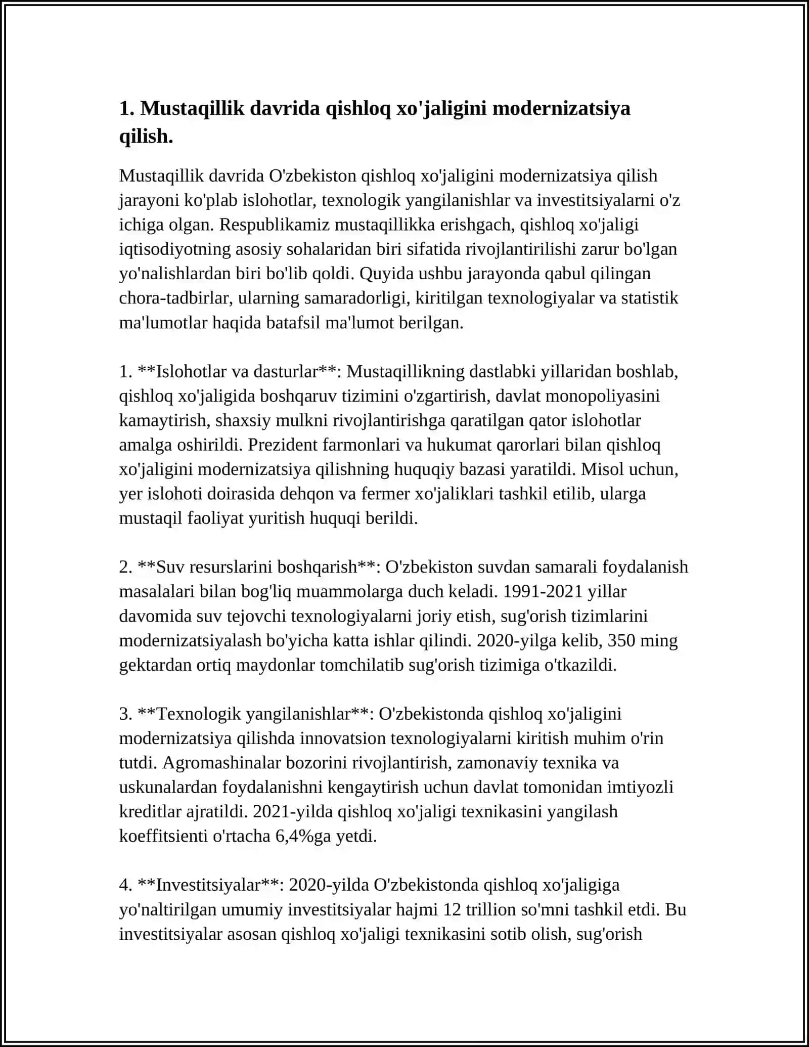 MUSTAQILLIK YILLARIDA QISHLOQ XÒJALIGI VA SANOAT SOHASIDAGI ÒZGARISHLAR 4