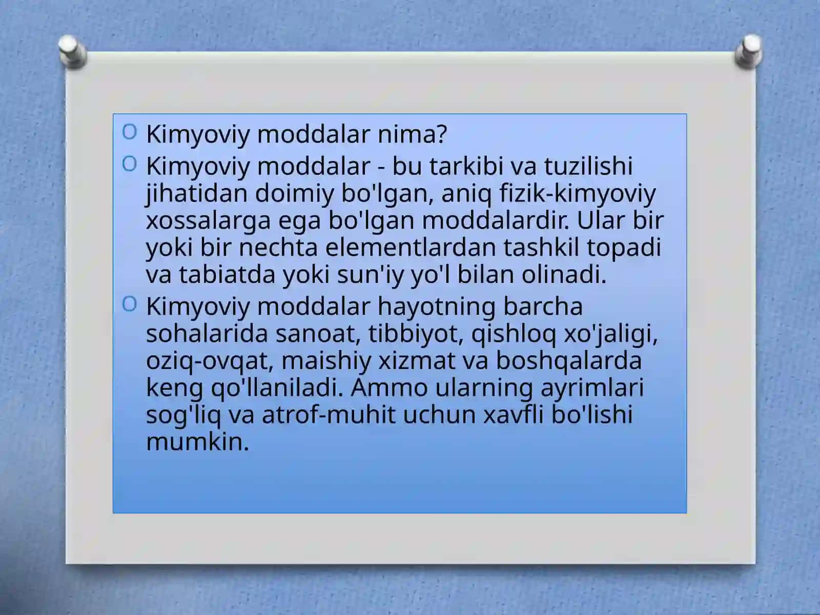 Kimyoviy omillarning umumiy zaharli va maxsus ta'siri haqida 4
