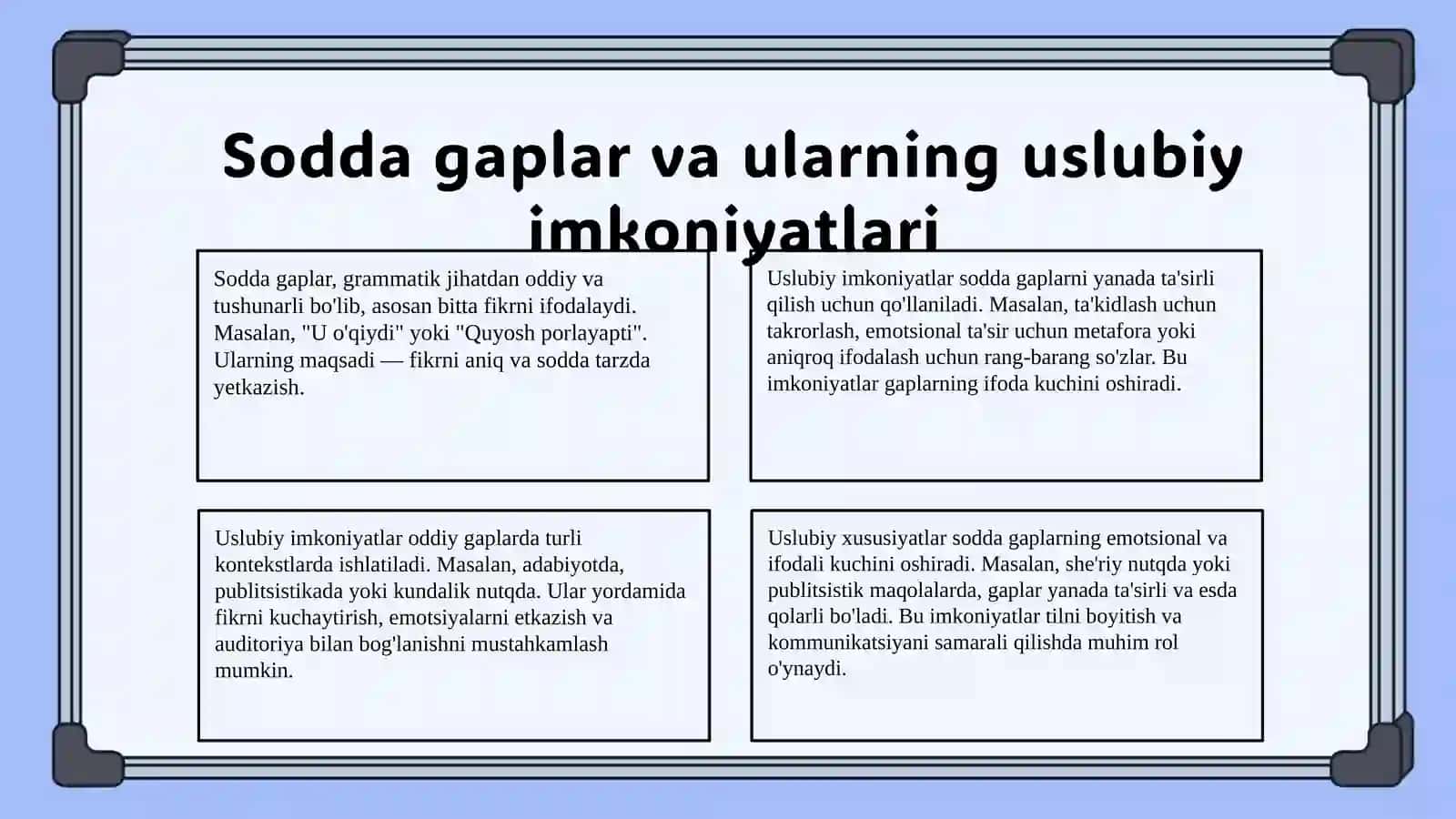 Sodda gaplarning uslubiy imkoniyati 4