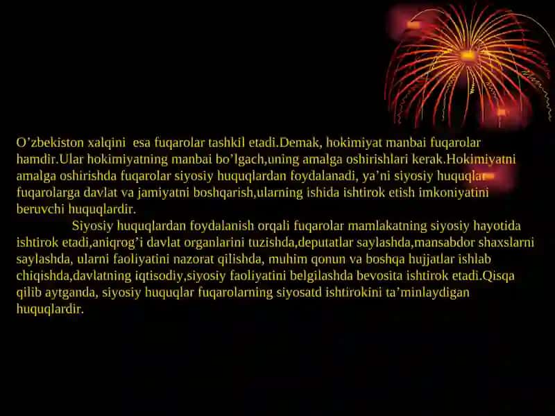 Inson va fuqarolarning siyosiy, iqtisodiy hamda ijtimoiy huquq va erkinliklari 4