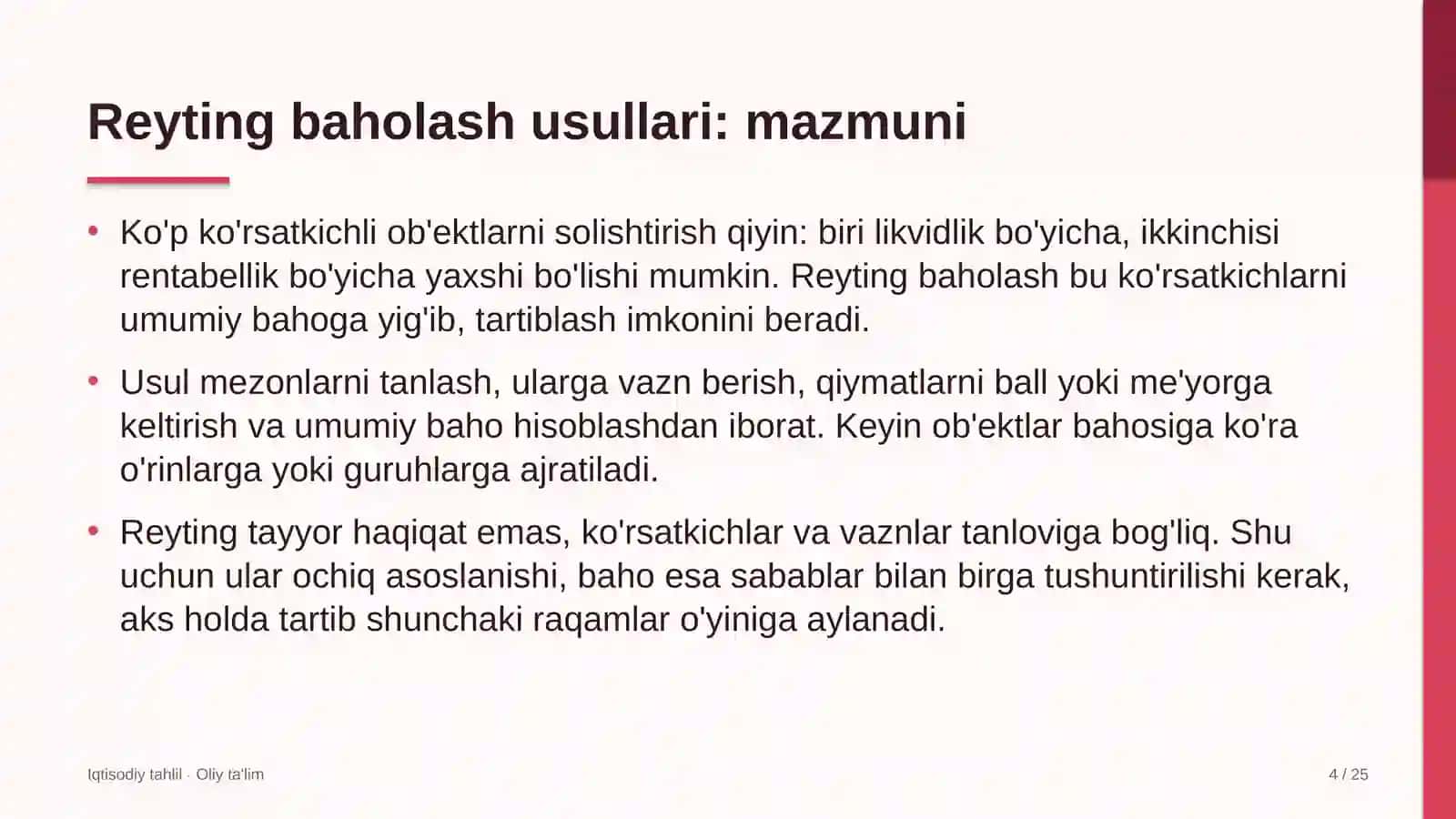 Dublyaj studiyalarida reyting baholash usullari 4