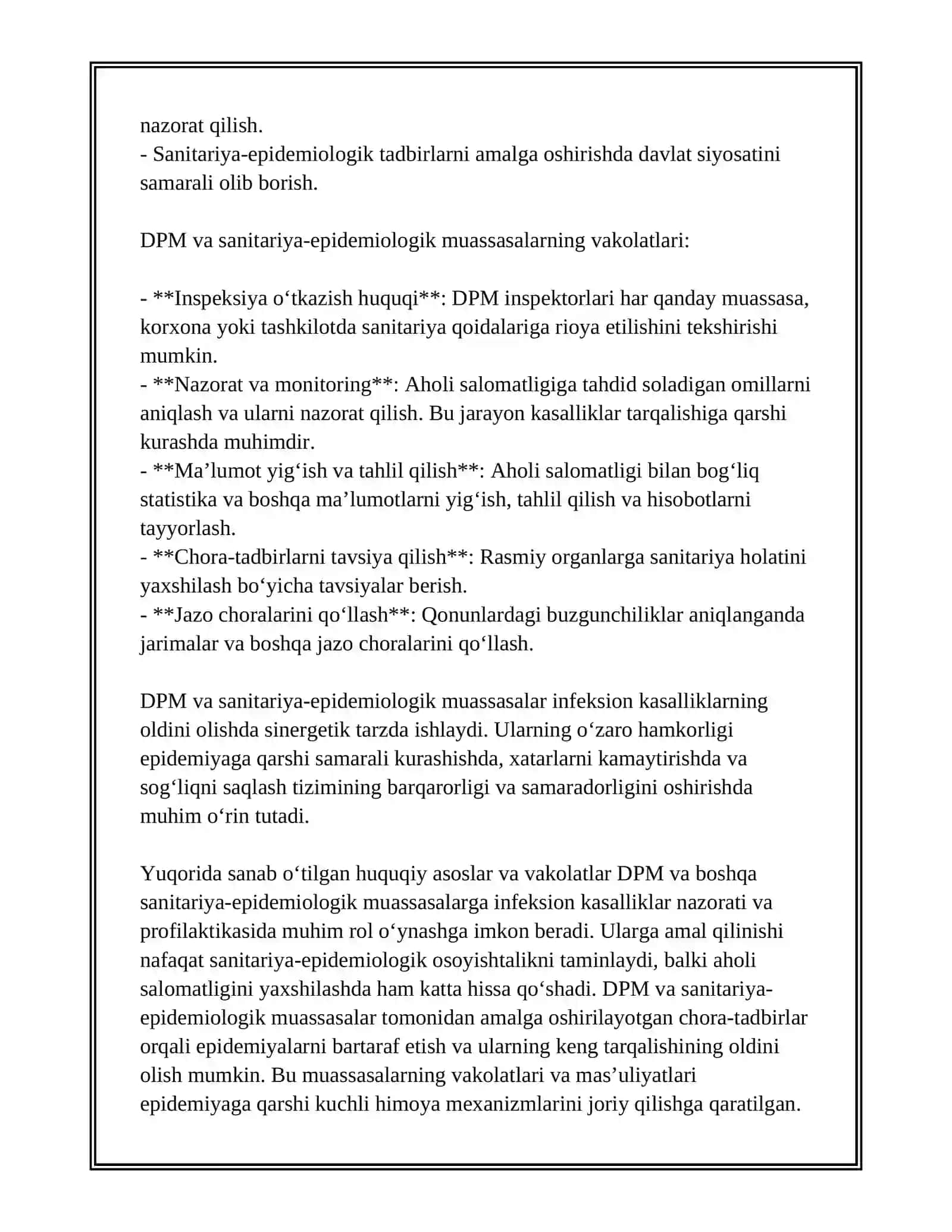 DPM VA SANITARIYA EPIDEMIOLOGIK MUASSALARI EPIDEMIYAGA QARSHI ISHLARINI TASHKILASHTIRISH 4