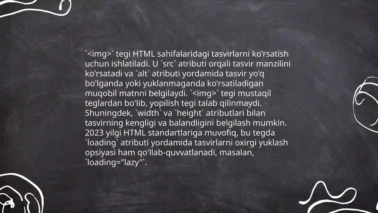 HTML tilida rasmlar hosil qilish teglari 4