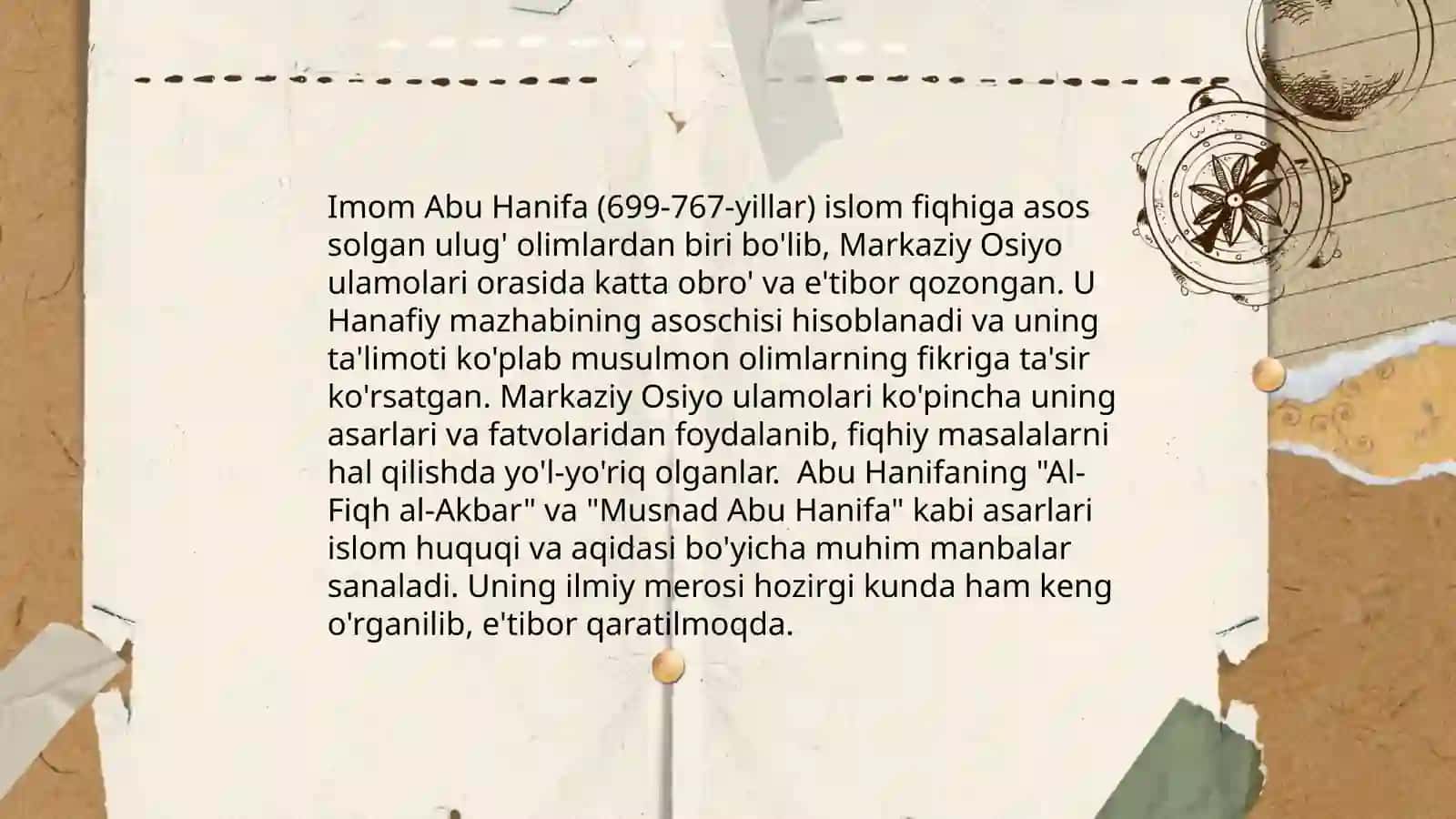 Hanafiy mazhabi rivojida Mazkaziy Osiyo faqihlarining roʻli va hissasi 4
