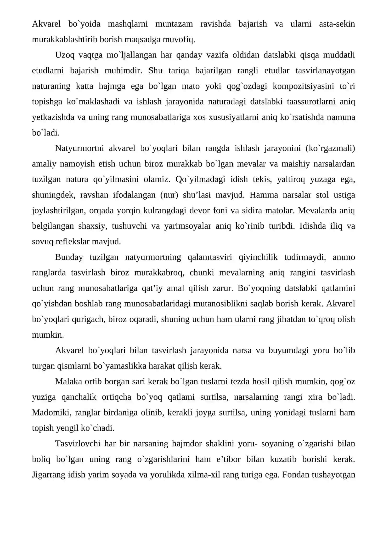 MILLIY IDISH-TOVOQLARDAN TUZILGAN MAVZULI NATYURMORT Dars ishlanma 4