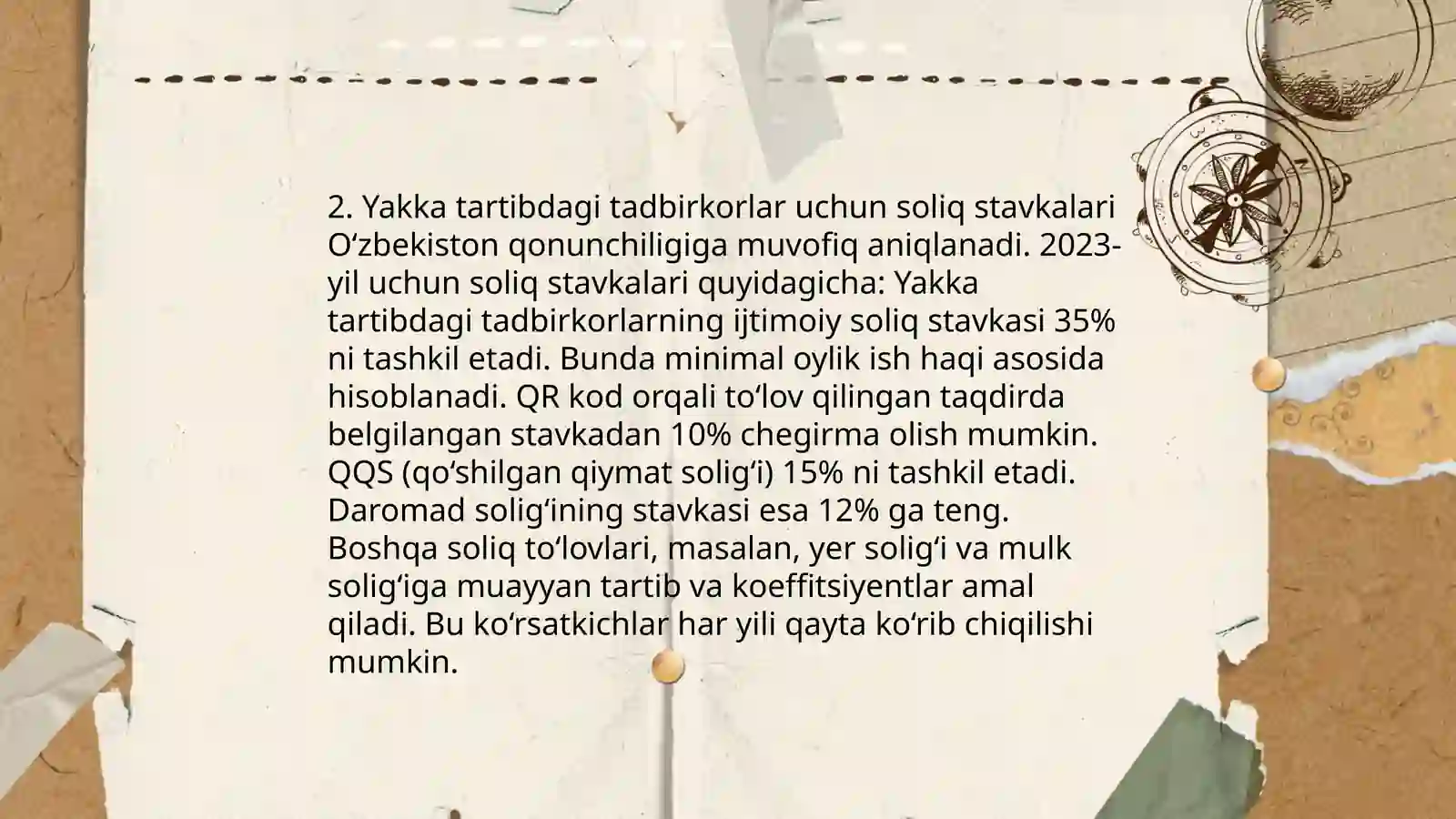 Yakka tartibdagi tadbirkorlarning daromadlariga soliq solishning oʻziga xos xususiyatlari 4
