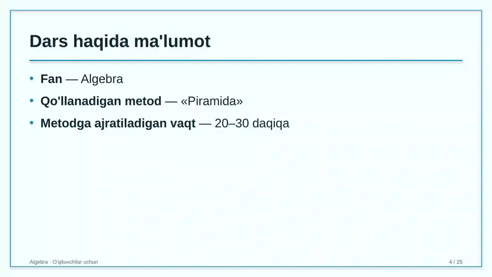 algebra darslarida piramida metodidan foydalanish 3895 4