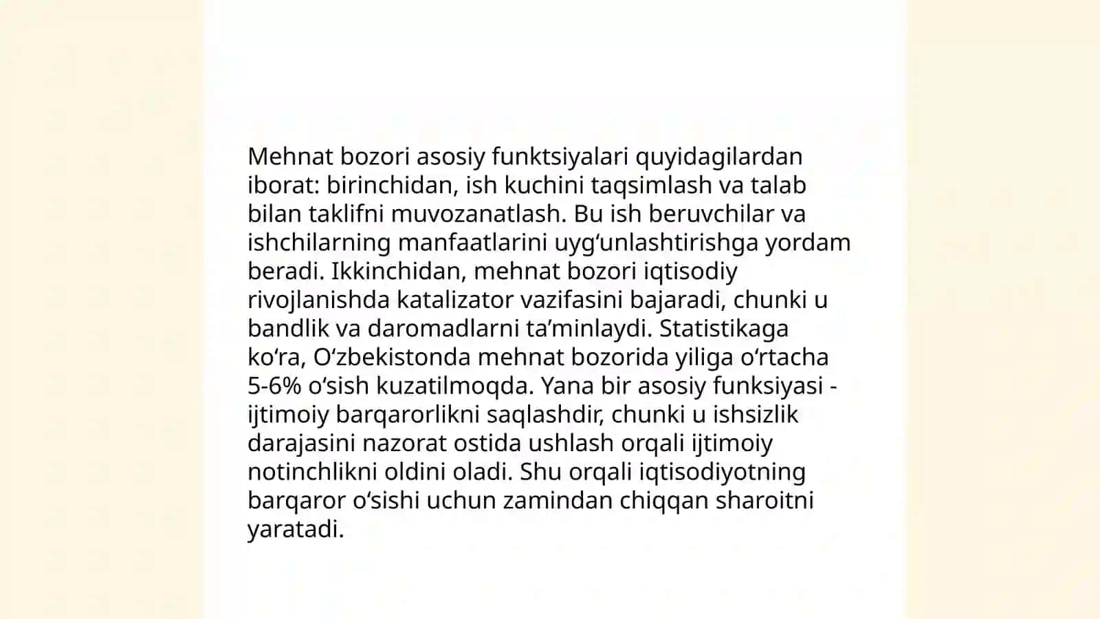Mehnat bozorining rivojlanish konsepsiyasi va qoidalari.Mehnat bozorini rivojlantirishning asosiy bosqichlari.Mehnat kontrakti 4